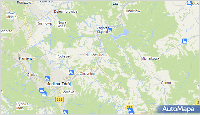 mapa Jugowice gmina Walim, Jugowice gmina Walim na mapie Targeo