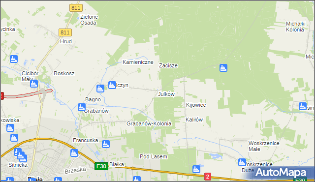 mapa Julków gmina Biała Podlaska, Julków gmina Biała Podlaska na mapie Targeo