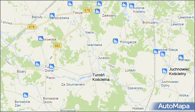 mapa Juraszki, Juraszki na mapie Targeo