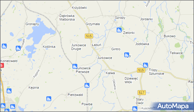 mapa Jurkowice gmina Stary Targ, Jurkowice gmina Stary Targ na mapie Targeo