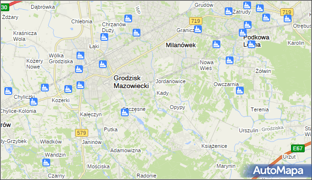 mapa Kady, Kady na mapie Targeo