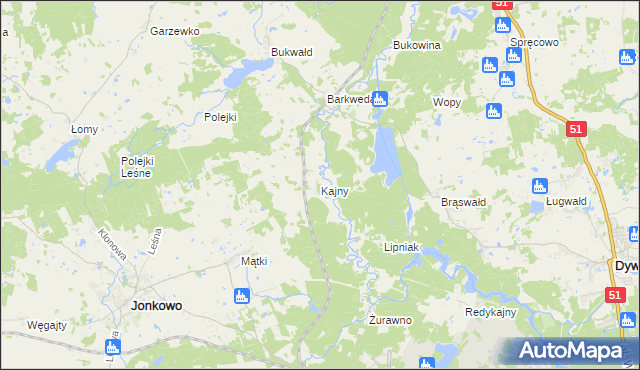 mapa Kajny, Kajny na mapie Targeo