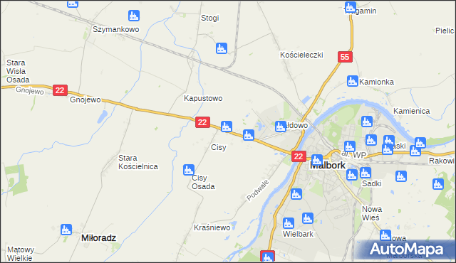 mapa Kałdowo gmina Malbork, Kałdowo gmina Malbork na mapie Targeo