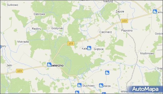 mapa Kaleń gmina Świerzno, Kaleń gmina Świerzno na mapie Targeo