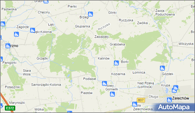 mapa Kalinów gmina Żelechów, Kalinów gmina Żelechów na mapie Targeo