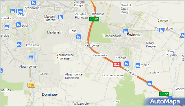 mapa Kalinówka gmina Głusk, Kalinówka gmina Głusk na mapie Targeo