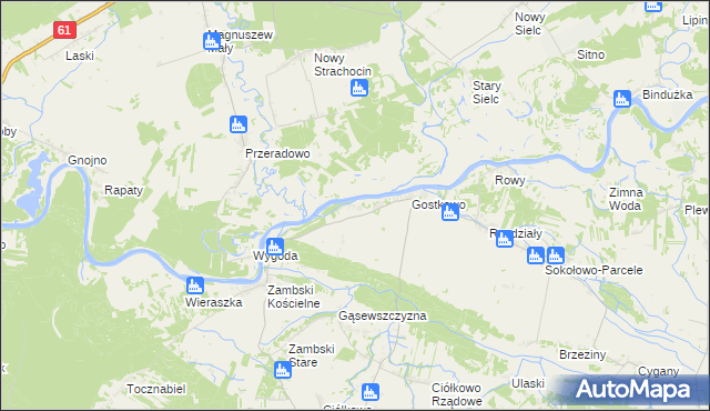 mapa Kalinowo gmina Obryte, Kalinowo gmina Obryte na mapie Targeo