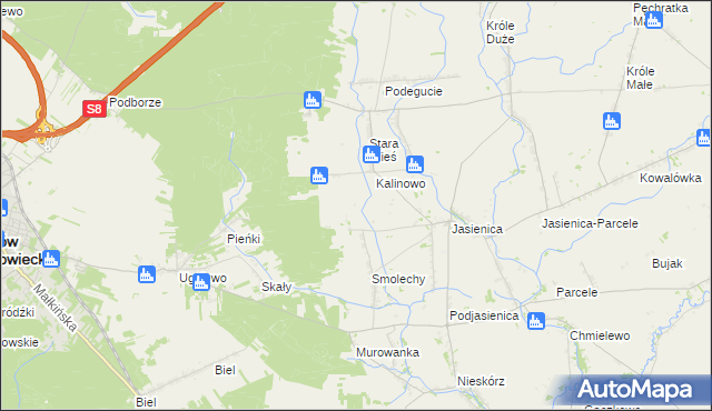 mapa Kalinowo-Parcele, Kalinowo-Parcele na mapie Targeo