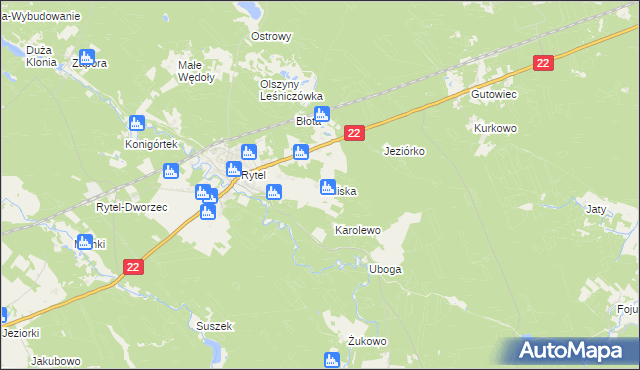 mapa Kaliska gmina Czersk, Kaliska gmina Czersk na mapie Targeo
