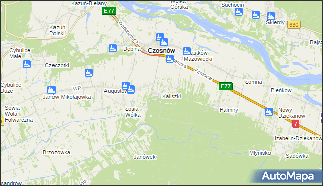 mapa Kaliszki gmina Czosnów, Kaliszki gmina Czosnów na mapie Targeo