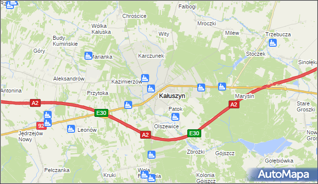 mapa Kałuszyn powiat miński, Kałuszyn powiat miński na mapie Targeo