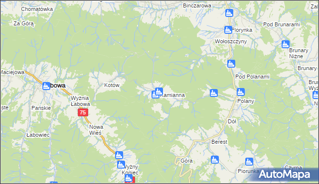 mapa Kamianna, Kamianna na mapie Targeo