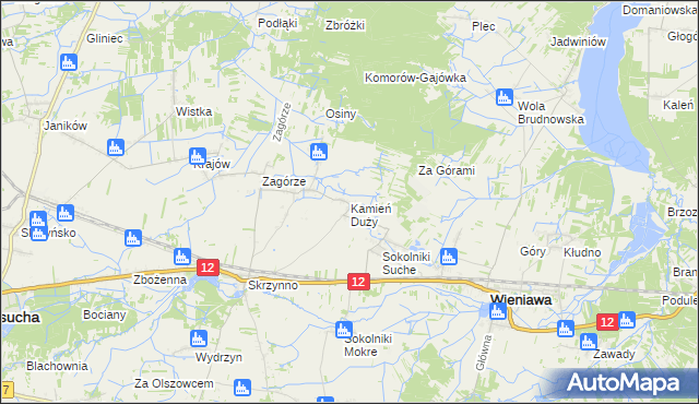 mapa Kamień Duży gmina Wieniawa, Kamień Duży gmina Wieniawa na mapie Targeo