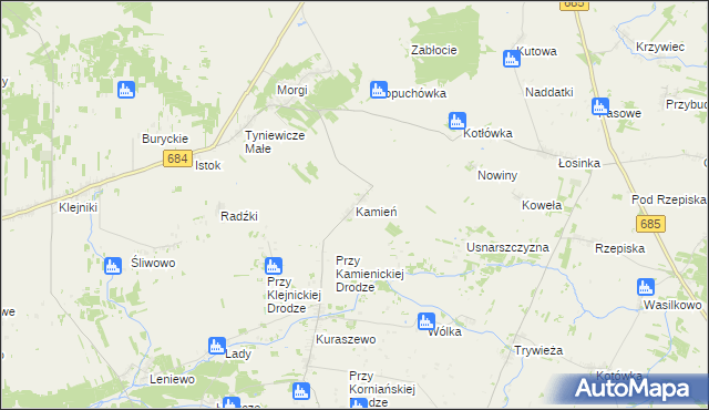 mapa Kamień gmina Czyże, Kamień gmina Czyże na mapie Targeo