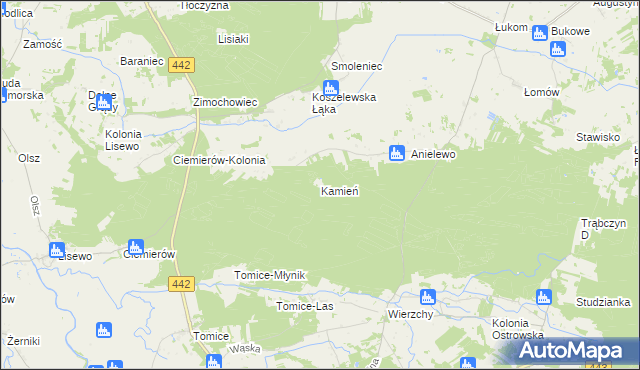mapa Kamień gmina Pyzdry, Kamień gmina Pyzdry na mapie Targeo