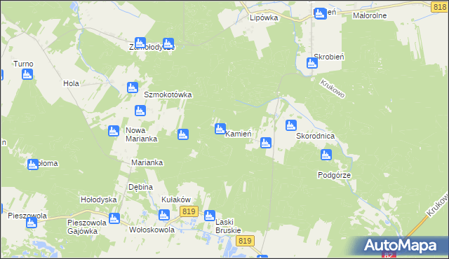 mapa Kamień gmina Stary Brus, Kamień gmina Stary Brus na mapie Targeo