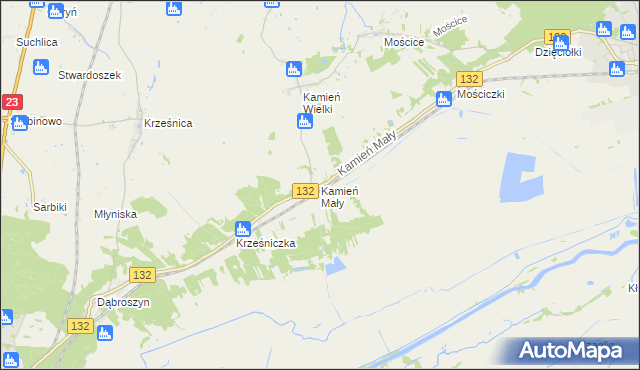 mapa Kamień Mały gmina Witnica, Kamień Mały gmina Witnica na mapie Targeo