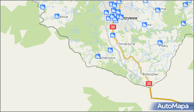 mapa Kamieńczyk gmina Międzylesie, Kamieńczyk gmina Międzylesie na mapie Targeo
