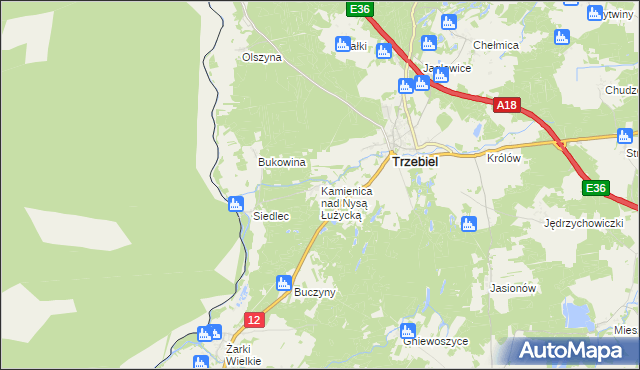 mapa Kamienica nad Nysą Łużycką, Kamienica nad Nysą Łużycką na mapie Targeo