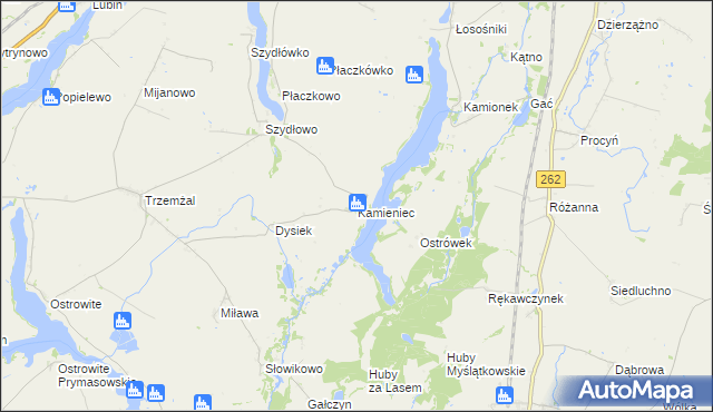 mapa Kamieniec gmina Trzemeszno, Kamieniec gmina Trzemeszno na mapie Targeo