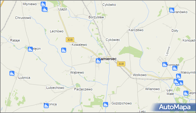 mapa Kamieniec powiat grodziski, Kamieniec powiat grodziski na mapie Targeo