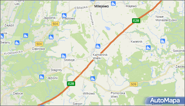mapa Kamiennik Wielki, Kamiennik Wielki na mapie Targeo