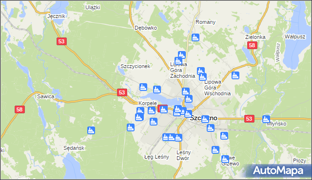 mapa Kamionek gmina Szczytno, Kamionek gmina Szczytno na mapie Targeo