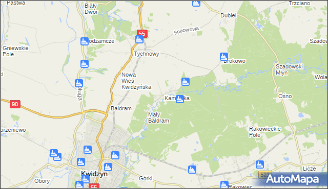 mapa Kamionka gmina Kwidzyn, Kamionka gmina Kwidzyn na mapie Targeo