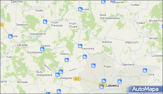 mapa Kamionka gmina Latowicz, Kamionka gmina Latowicz na mapie Targeo