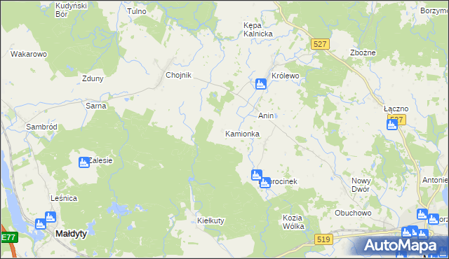mapa Kamionka gmina Morąg, Kamionka gmina Morąg na mapie Targeo