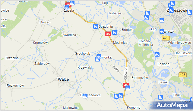 mapa Kamionka gmina Reńska Wieś, Kamionka gmina Reńska Wieś na mapie Targeo
