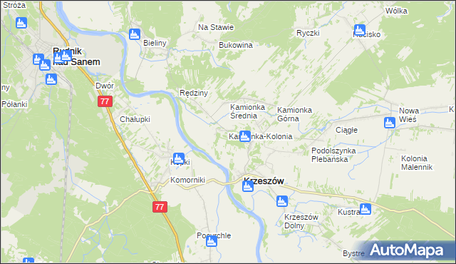 mapa Kamionka-Kolonia, Kamionka-Kolonia na mapie Targeo