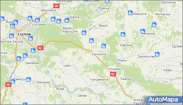 mapa Kamionna gmina Łochów, Kamionna gmina Łochów na mapie Targeo