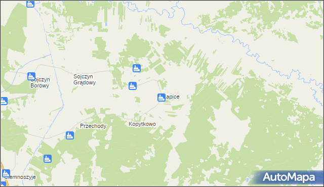 mapa Kapice gmina Grajewo, Kapice gmina Grajewo na mapie Targeo
