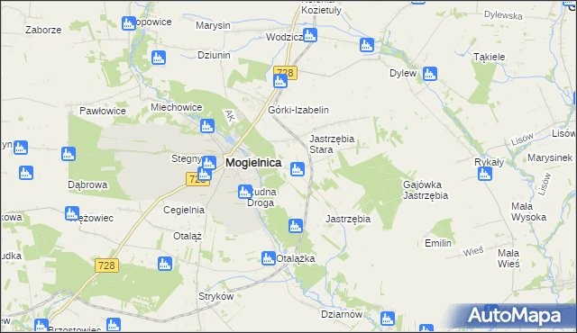 mapa Kaplin gmina Mogielnica, Kaplin gmina Mogielnica na mapie Targeo