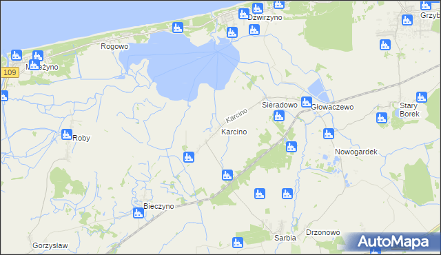 mapa Karcino, Karcino na mapie Targeo