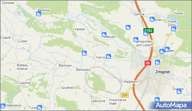 mapa Karnice gmina Żmigród, Karnice gmina Żmigród na mapie Targeo