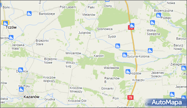 mapa Karolin gmina Zwoleń, Karolin gmina Zwoleń na mapie Targeo