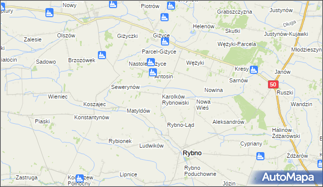 mapa Karolków Rybnowski, Karolków Rybnowski na mapie Targeo