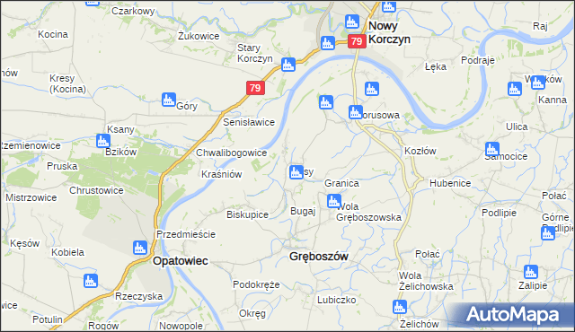 mapa Karsy gmina Gręboszów, Karsy gmina Gręboszów na mapie Targeo