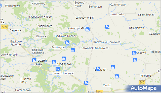 mapa Karwosieki-Noskowice, Karwosieki-Noskowice na mapie Targeo
