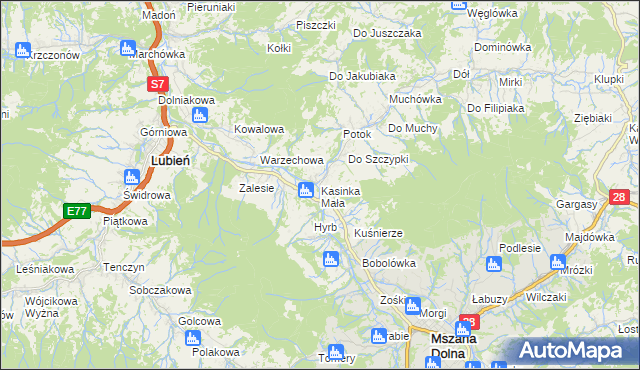mapa Kasinka Mała, Kasinka Mała na mapie Targeo