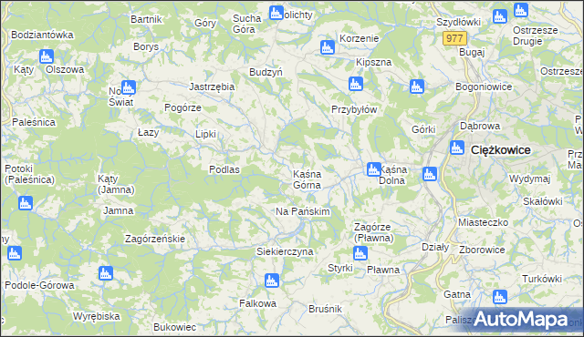 mapa Kąśna Górna, Kąśna Górna na mapie Targeo