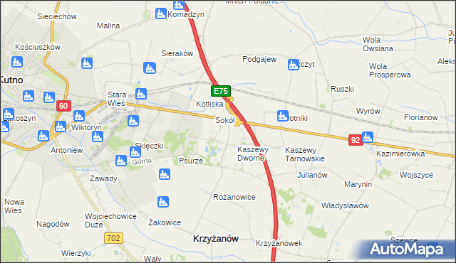 mapa Kaszewy Kościelne, Kaszewy Kościelne na mapie Targeo