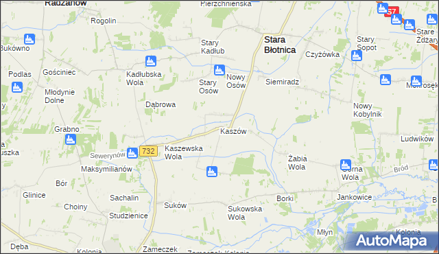 mapa Kaszów gmina Stara Błotnica, Kaszów gmina Stara Błotnica na mapie Targeo