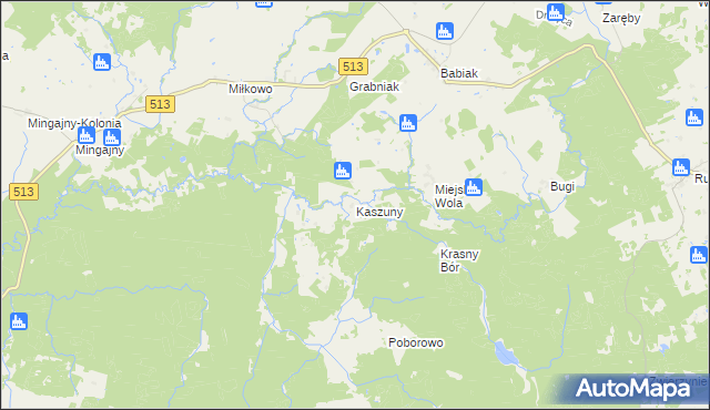 mapa Kaszuny, Kaszuny na mapie Targeo