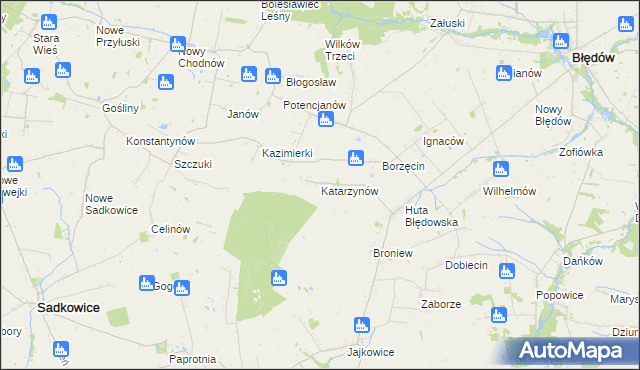 mapa Katarzynów gmina Błędów, Katarzynów gmina Błędów na mapie Targeo
