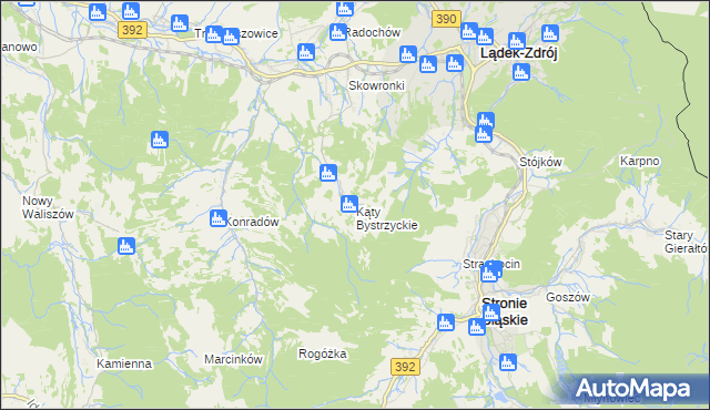 mapa Kąty Bystrzyckie, Kąty Bystrzyckie na mapie Targeo