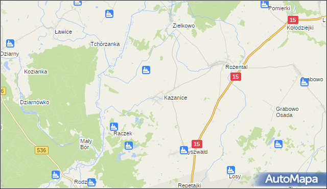 mapa Kazanice, Kazanice na mapie Targeo