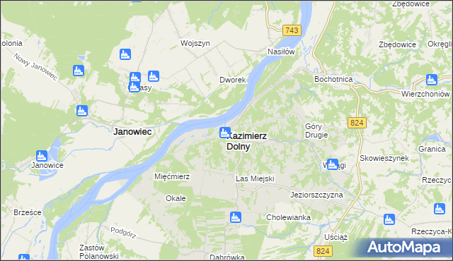 mapa Kazimierz Dolny, Kazimierz Dolny na mapie Targeo